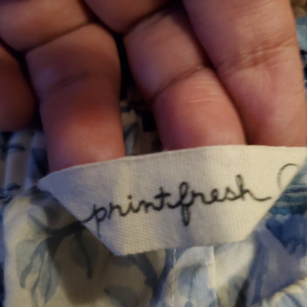 PRINTFRESH White & Blue Indian Elephant & Flamingo Print Pajama Lounge Shorts 3X - Picture 3 of 4